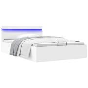 vidaXL Sängram hydraulisk förvaring utan madrass LEDs vit 120x200 cm