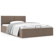 vidaXL Sängram hydraulisk förvaring utan madrass taupe 120x200 cm