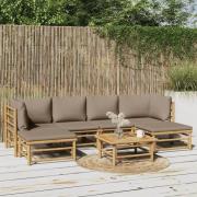 vidaXL Loungegrupp 7 delar taupe dynor bambu