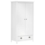 vidaXL Garderob 2 dörrar Hill vit 89x50x170 cm massiv furu