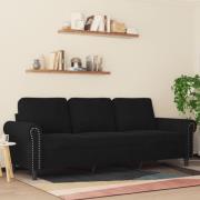 vidaXL 3-sitssoffa svart 180 cm sammet