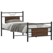 vidaXL Sängram utan madrass brun ek 90x190 cm konstruerad trä