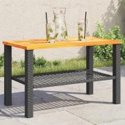 vidaXL Trädgårdsbord svart 70x38x42 cm konstrotting akaciaträ