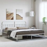 vidaXL Sängram med huvudgavel metall vit 183x213 cm