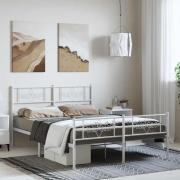 vidaXL Sängram med huvudgavel och fotgavel vit metall 135x190 cm