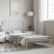 vidaXL Sängram med huvudgavel metall vit 100x190 cm