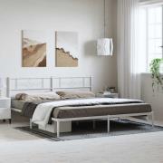 vidaXL Sängram med huvudgavel metall vit 193x203 cm