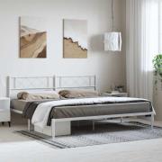 vidaXL Sängram med huvudgavel metall vit 193x203 cm