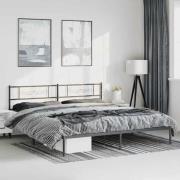 vidaXL Sängram med huvudgavel metall svart 193x203 cm