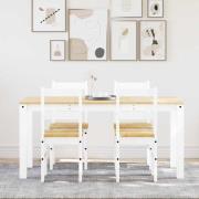 vidaXL Matgrupp "Panama" 5 delar vit massiv furu