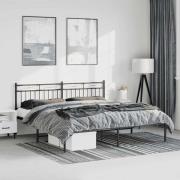 vidaXL Sängram med huvudgavel metall svart 183x213 cm