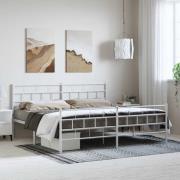 vidaXL Sängram med huvudgavel och fotgavel vit metall 193x203 cm