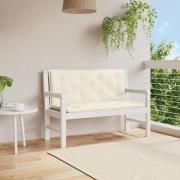vidaXL Bänkdyna för trädgården gräddvit 120x(50+50)x7 cm oxfordtyg