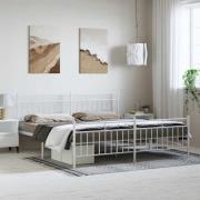 vidaXL Sängram med huvudgavel och fotgavel vit metall 183x213 cm