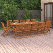 vidaXL Matgrupp för trädgården 13 delar 280x90x75 cm massivt akaciaträ