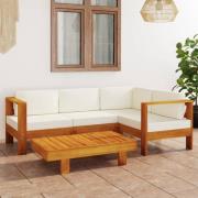 vidaXL 5-delad trädgårdsloungegrupp med kuddar 100x60 cm akaciaträ