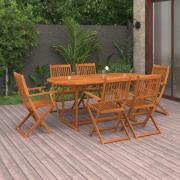 vidaXL Matgrupp för trädgården 7 delar 180x90x75 cm massivt akaciaträ