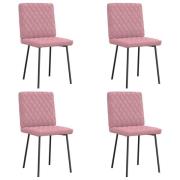 vidaXL Matstolar 4 st rosa sammet