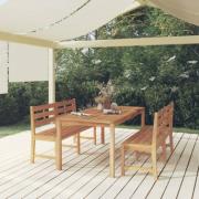 vidaXL Matgrupp för trädgården 3 delar massiv teak