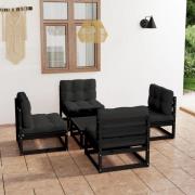 vidaXL Loungegrupp med dynor 5 delar massiv furu