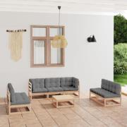 vidaXL Loungegrupp med dynor 8 delar massiv furu