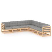 vidaXL Loungegrupp för trädgården med dynor 7 delar massiv furu