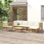 vidaXL Loungegrupp 7 delar gräddvita dynor bambu