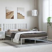 vidaXL Sängram med huvudgavel metall vit 193x203 cm