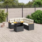 vidaXL Loungegrupp med dynor 6 delar svart konstrotting
