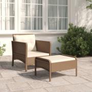 vidaXL Loungegrupp med dynor 2 delar brun konstrotting