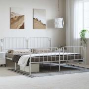 vidaXL Sängram med huvudgavel och fotgavel vit metall 183x213 cm