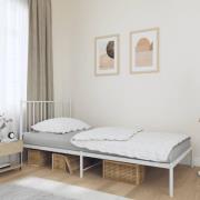 vidaXL Sängram med huvudgavel metall vit 100x200 cm