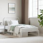 vidaXL Sängram med huvudgavel metall vit 100x200 cm