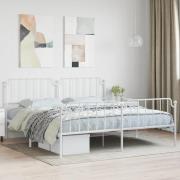 vidaXL Sängram med huvudgavel och fotgavel vit metall 193x203 cm