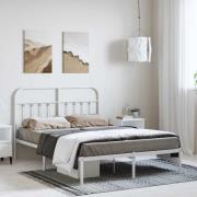 vidaXL Sängram med huvudgavel metall vit 150x200 cm