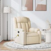 vidaXL Massagefåtölj gräddvit tyg