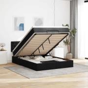 vidaXL Ottoman säng med madrass och LED-lampor svart 140x190 cm tyg