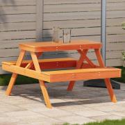 vidaXL Picknickbord vaxad brun 105x134x75 cm massivt trä