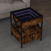 vidaXL Soffbord med Infinity LEDs rökfärgad ek 40x40x51 cm
