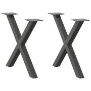 vidaXL Soffbordsben X-formade 2 st antracit 60x(42-43) cm stål