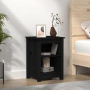 vidaXL Sängbord Svart 40x35x55 cm massivt furuträ