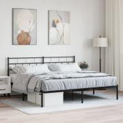 vidaXL Sängram med huvudgavel metall svart 180x200 cm