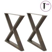 vidaXL Matbordsben 2 st naturstål 90x(72-73,3) cm stål