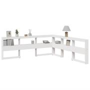 vidaXL Bokhylla sänggavel L-formad vit 200 cm massiv furu