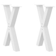 vidaXL Matbordsben X-formad 2 st vit 60x(72-73) cm stål