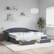 vidaXL Dagbädd utdragbar med lådor mörkgrå 90x190 cm sammet