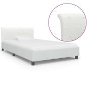 vidaXL Sängram utan madrass vit konstläder 90x200 cm