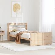 vidaXL Sängram med huvudgavel 100x200 cm massiv furu