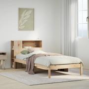 vidaXL Säng med bokhylla utan madrass 90x200cm massiv furu