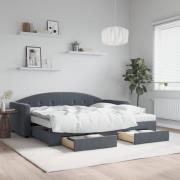 vidaXL Dagbädd utdragbar med lådor mörkgrå 90x190 cm sammet